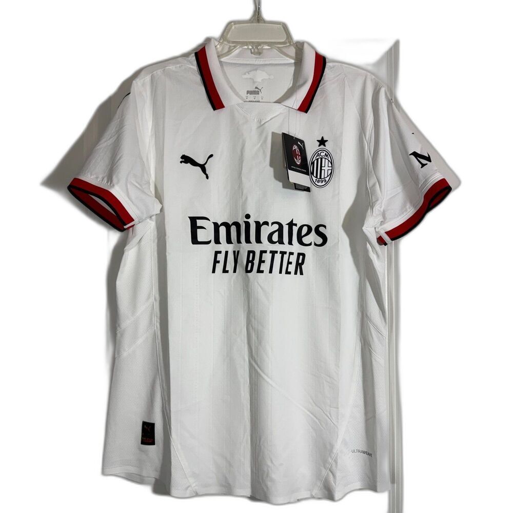 NWT AC Milan Puma Away Authentic Jersey White Sz M